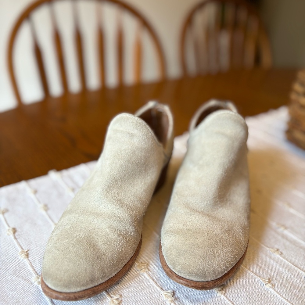 Frye Light Tan Suede Ankle Booties